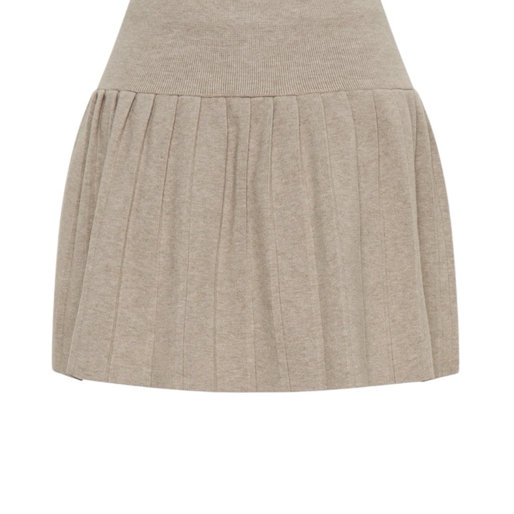 Meshki Beverly Knit Pleated Mini Skirt - Oak